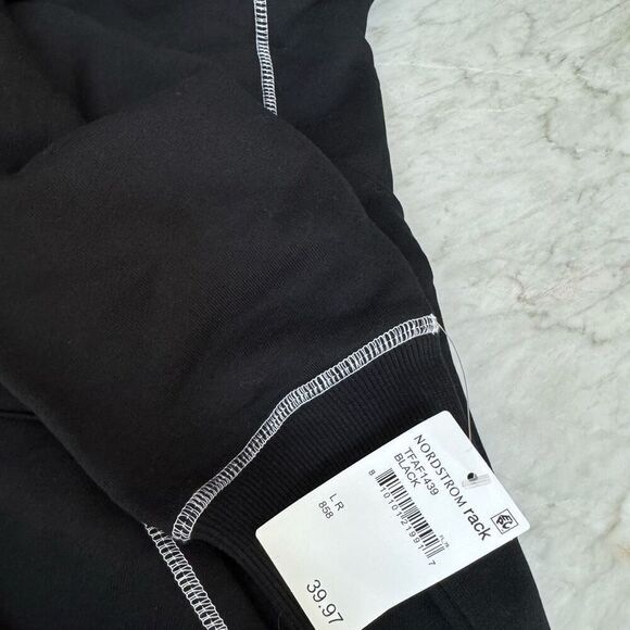 Hi res men’s cotton blend full zip black sweatshirt hoodie size L NWT - Picture 5 of 7